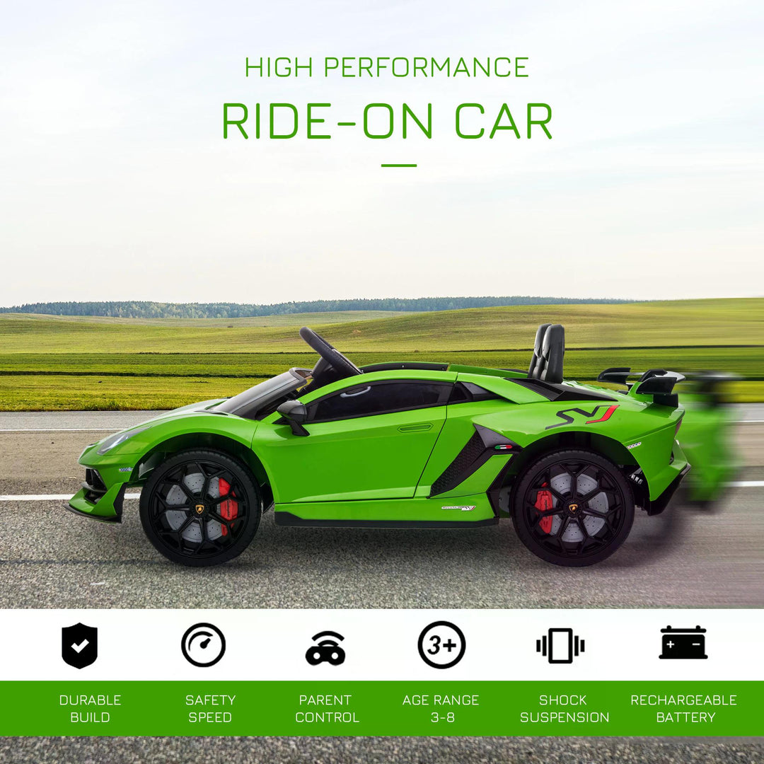 Compatible 12V Battery-powered Kids Electric Ride On Car Lamborghini Aventador Sports Racing Car Toy with Parental Remote Control Music Green