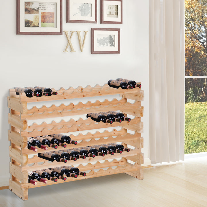 Wooden Wine Rack 6 Tier Shelf for 72 Bottles Shelving Storage Holder