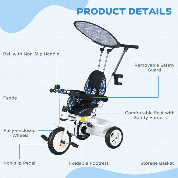 4 in 1 Tricycle for Kids with 5-point harness straps