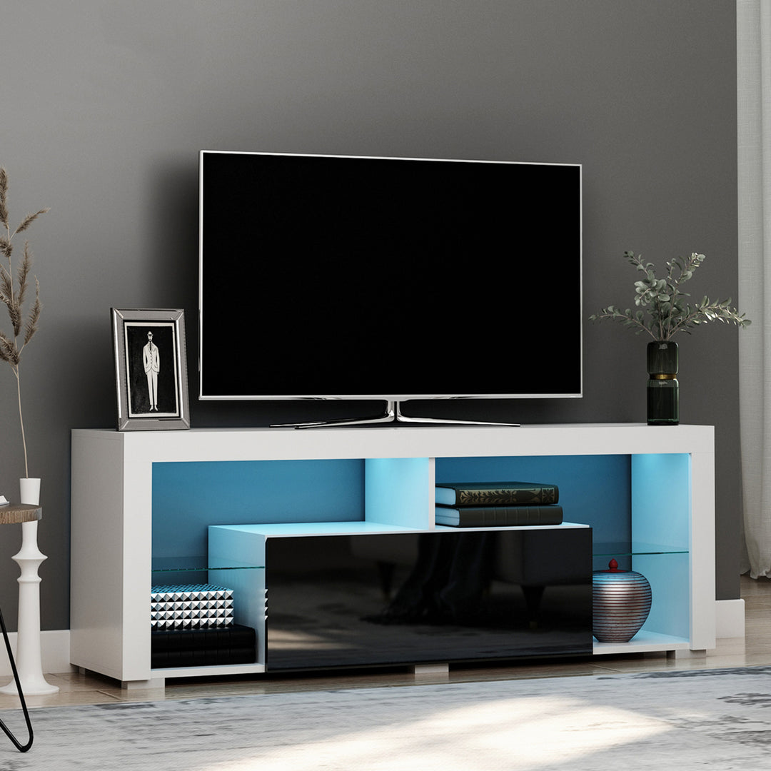 140 cm TV Stand with LED Lights for 55-Inch TV