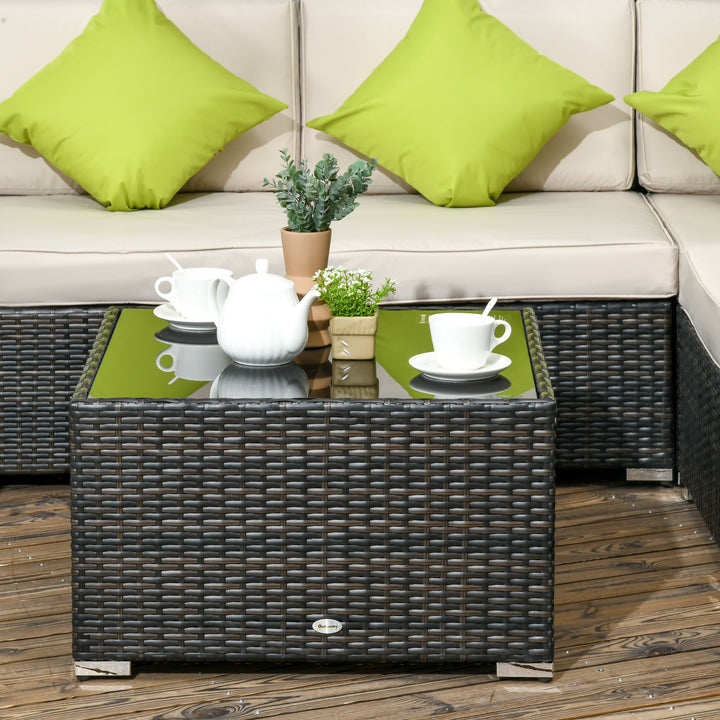 7-Seater PE Rattan Furniture Set with Adjustable Foot Pads & UV Resistance for Garden Patio Conservatory Outdoor