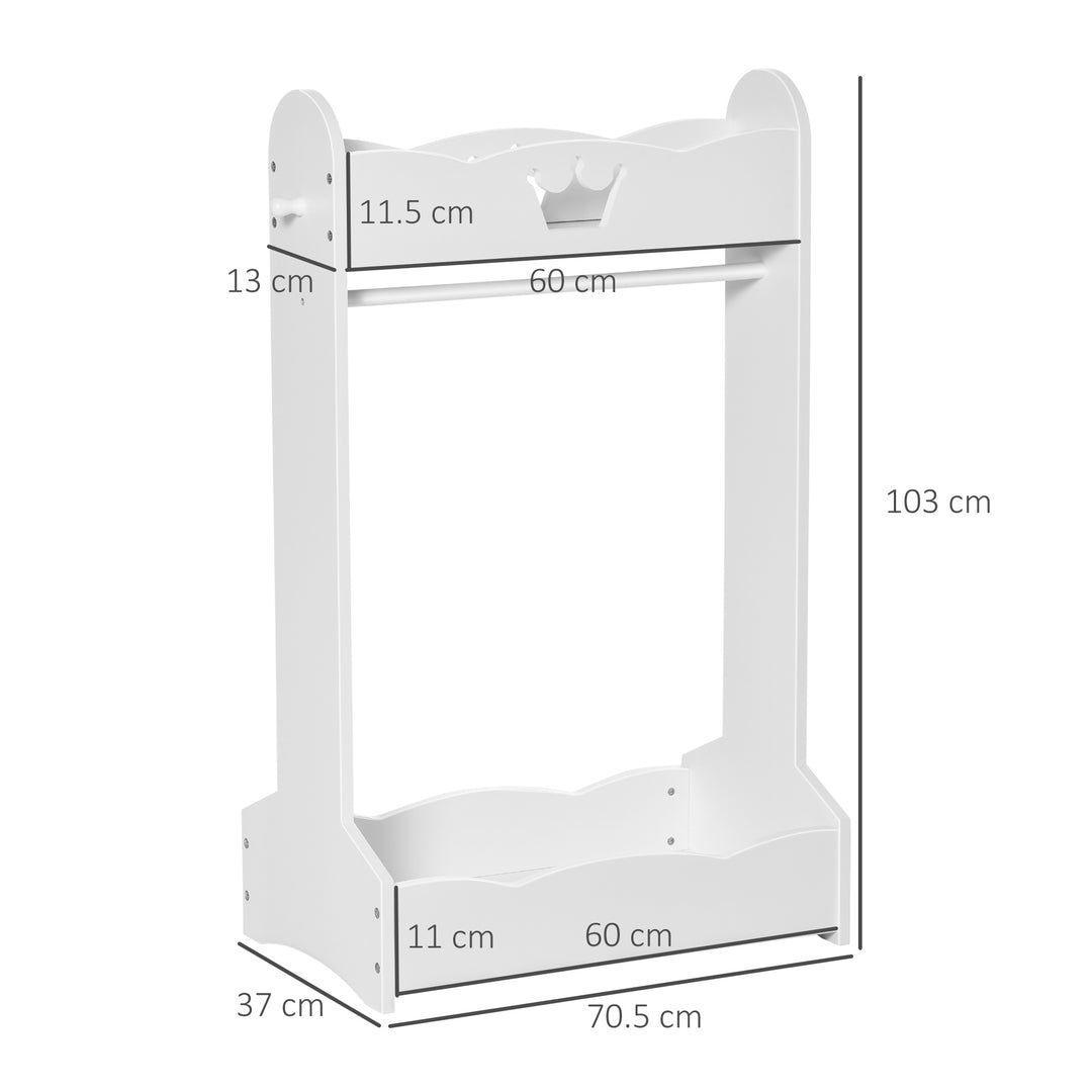 HOMCOM Kids Wood Clothes Rack with Storage Shelves