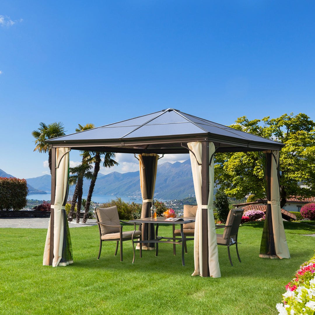 3 x 3(m) Hardtop Gazebo Canopy with Polycarbonate Roof and Aluminium Frame