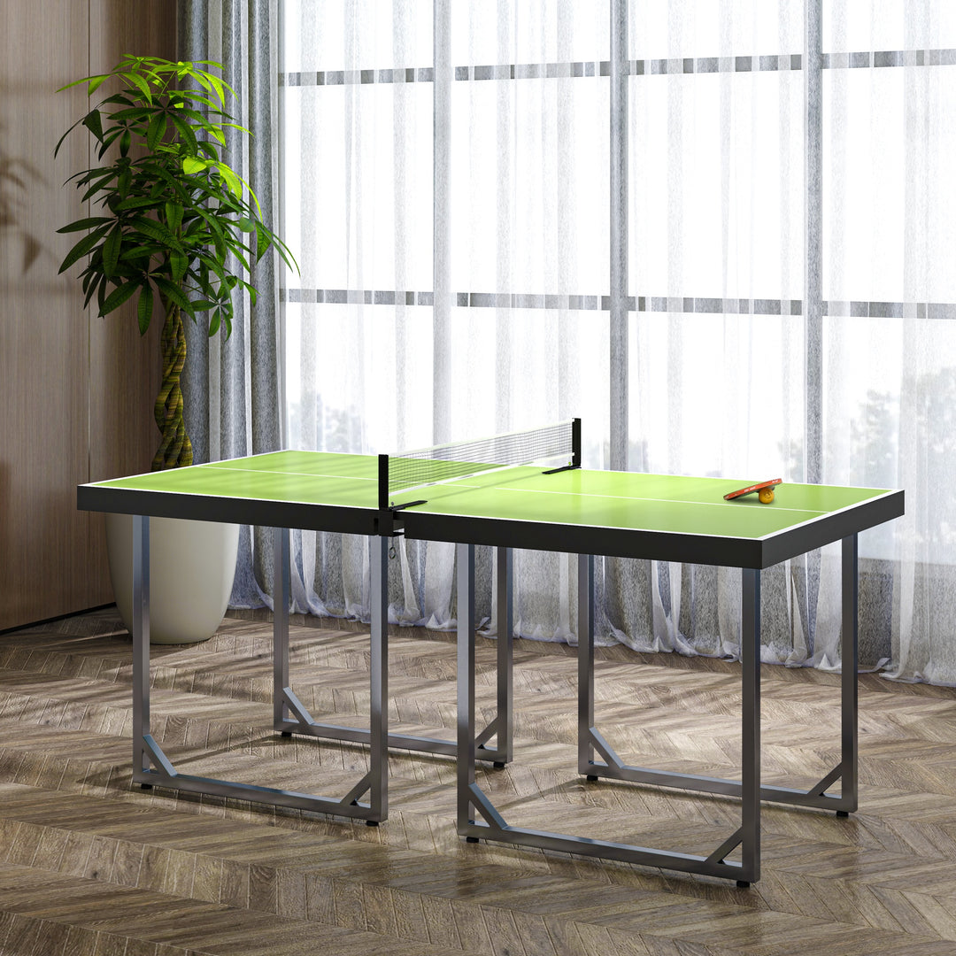 182cm Mini Tennis Table Folding Ping Pong Table with Net Multi-Use Table for Indoor Outdoor Game