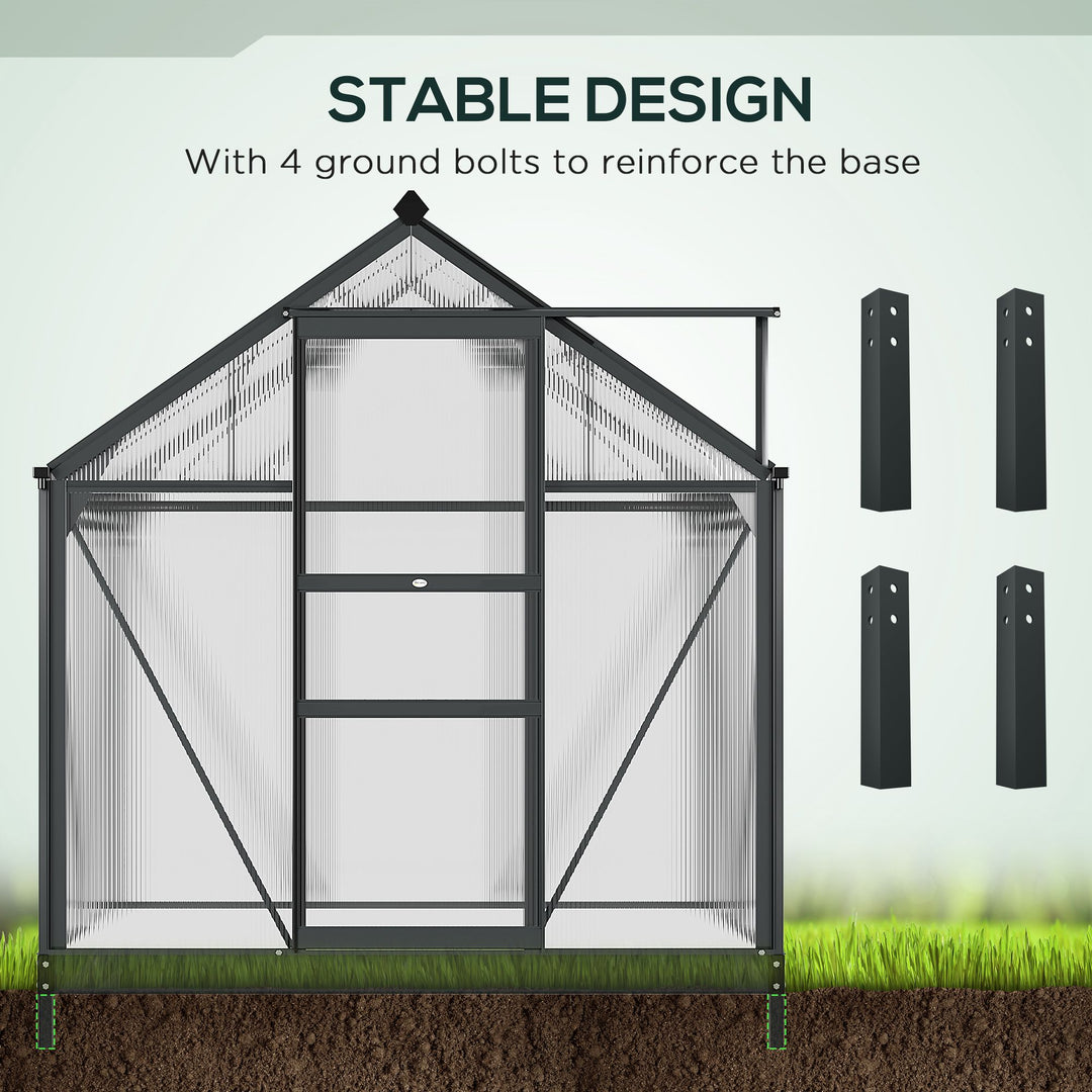 Polycarbonate Greenhouse Large Walk-In Green House Garden Plants Grow Galvanized Base Aluminium Frame w/ Slide Door