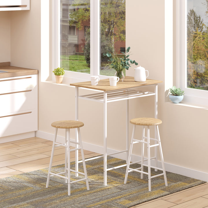 Bar Table and Stools w/ Metal Frame Footrest