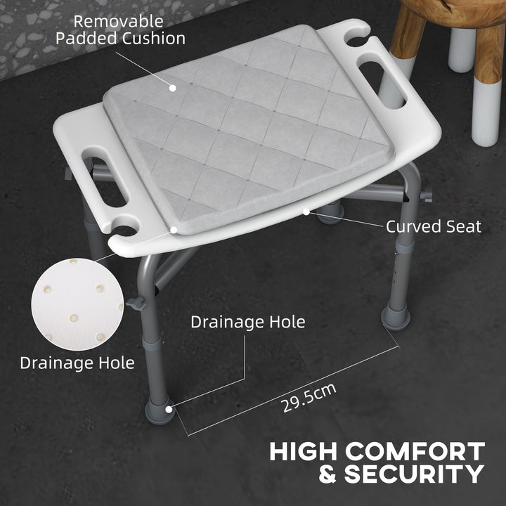 Shower Seating: Adjustable Aluminium Frame with Removable Cushion