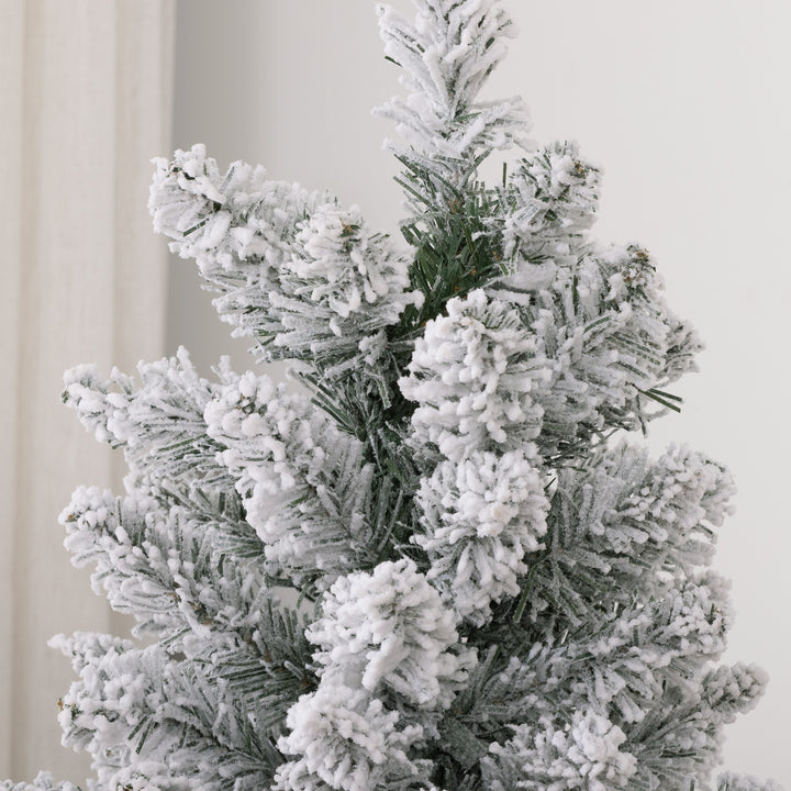 6ft Artificial Pencil Christmas Tree with 329 Snow Flocked Tips