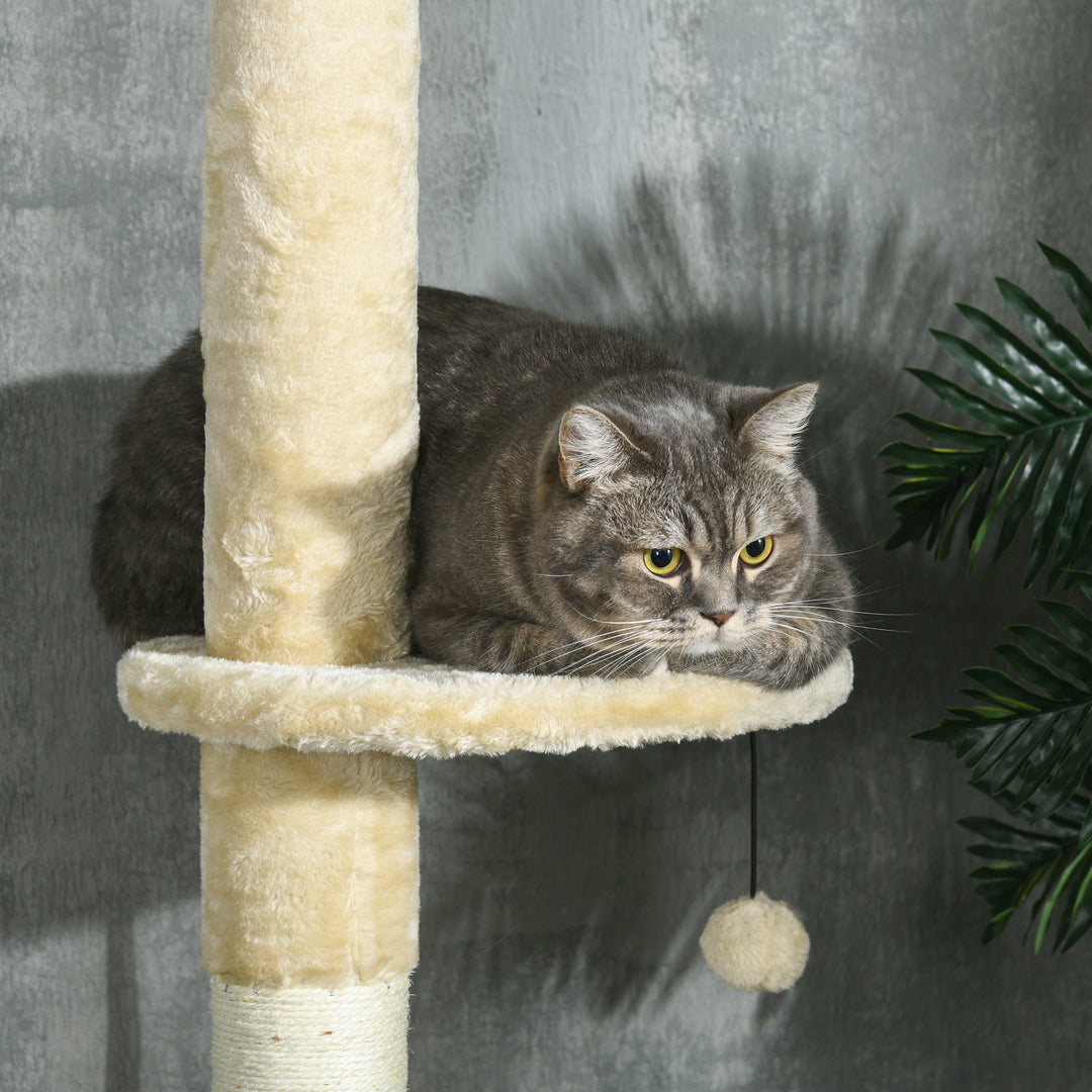 Feline Playground: Towering 255cm Cat Tree with Scratching Post